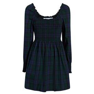 Hill House Plaid Mini Dress - Blue and Green